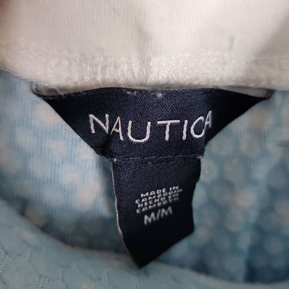 Nautica Long Sleeve Polka Dot Sleepwear Top and Pant Set Blue White Size Medium - Picture 3 of 11